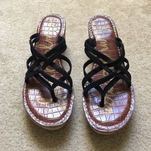 Sam Edelman black strap wedges